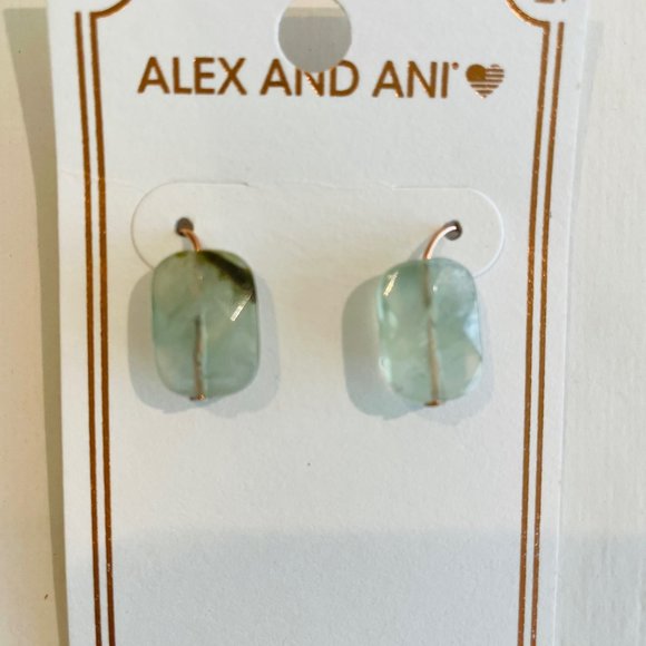Alex and Ani Green Quartz Earrings rose gold, drop,dangle - Picture 5 of 12